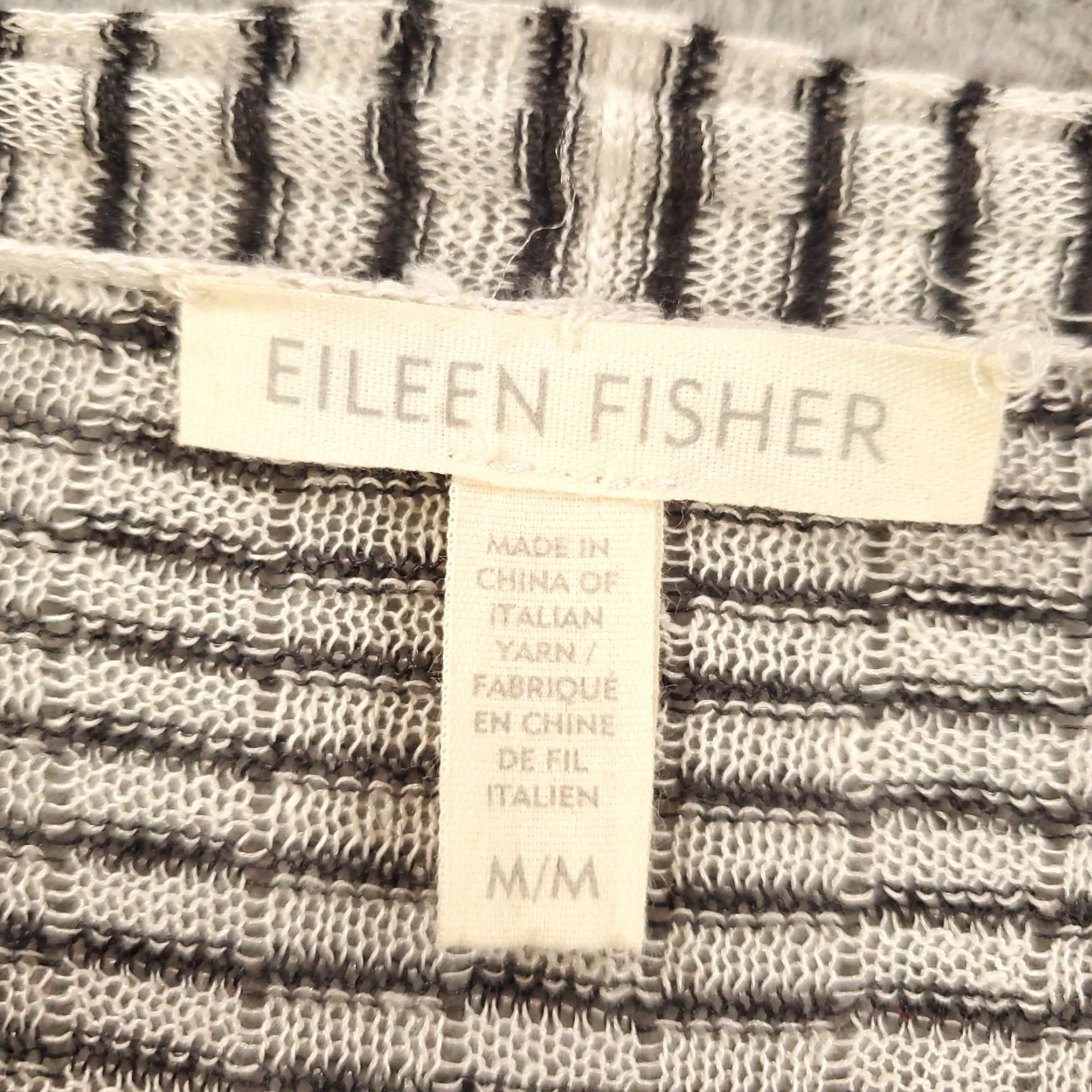 Eileen Fisher Eileen Fisher Cardigan Womens Medium Linen Blend Striped Sheer Black White Size M / US 6-8 / IT 42-44 - 5 Thumbnail