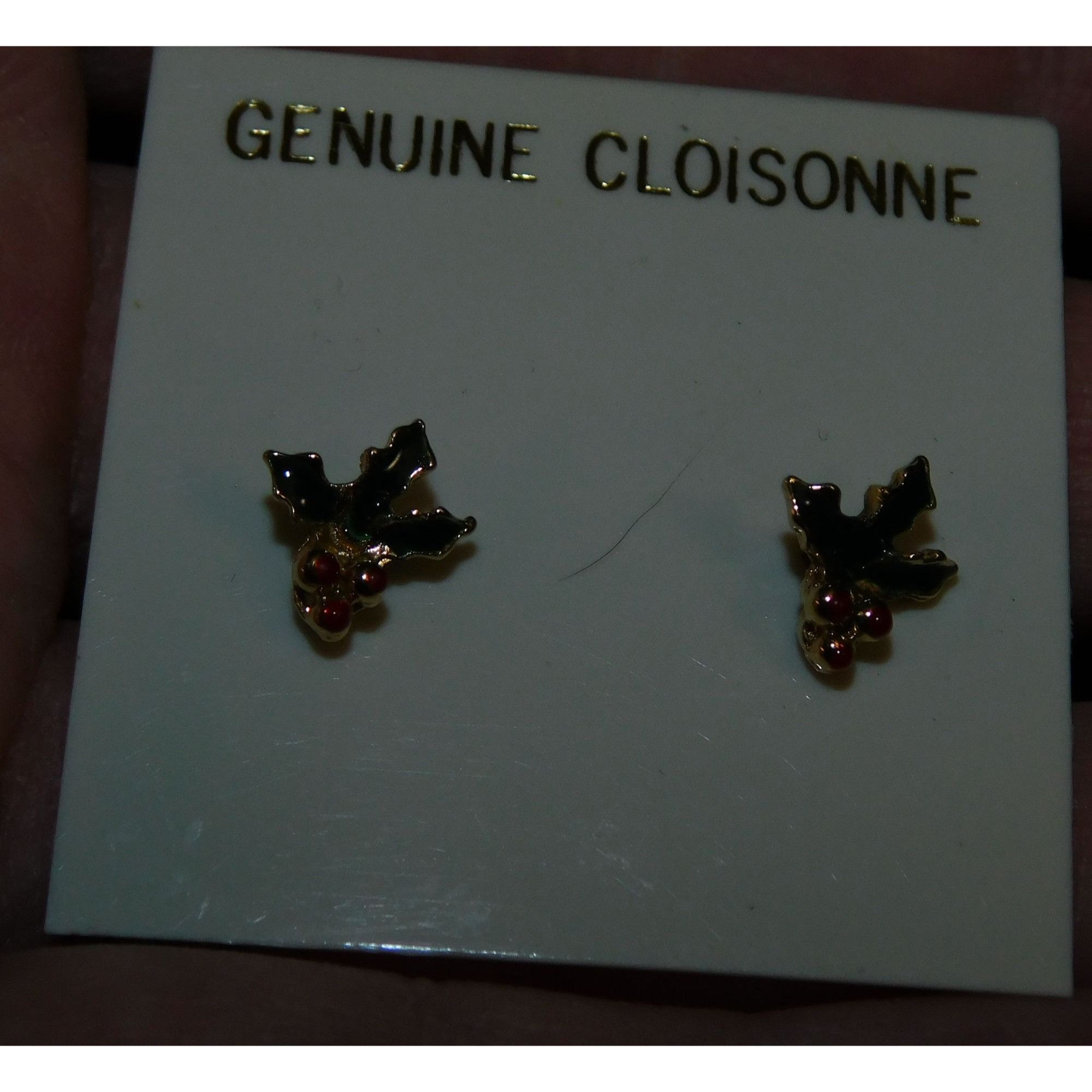 Other Vintage Genuine Cloisonne Holly Berry Post Earrings Size ONE SIZE - 3 Thumbnail