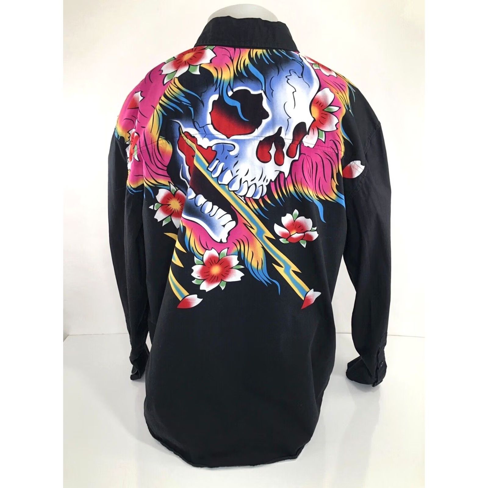 Ed Hardy ED HARDY / AUDIGIER BIG SKULLS Embroidered Signature Mens 3XL Shirt Redacted? Size US XXL / EU 58 / 5 - 2 Thumbnail