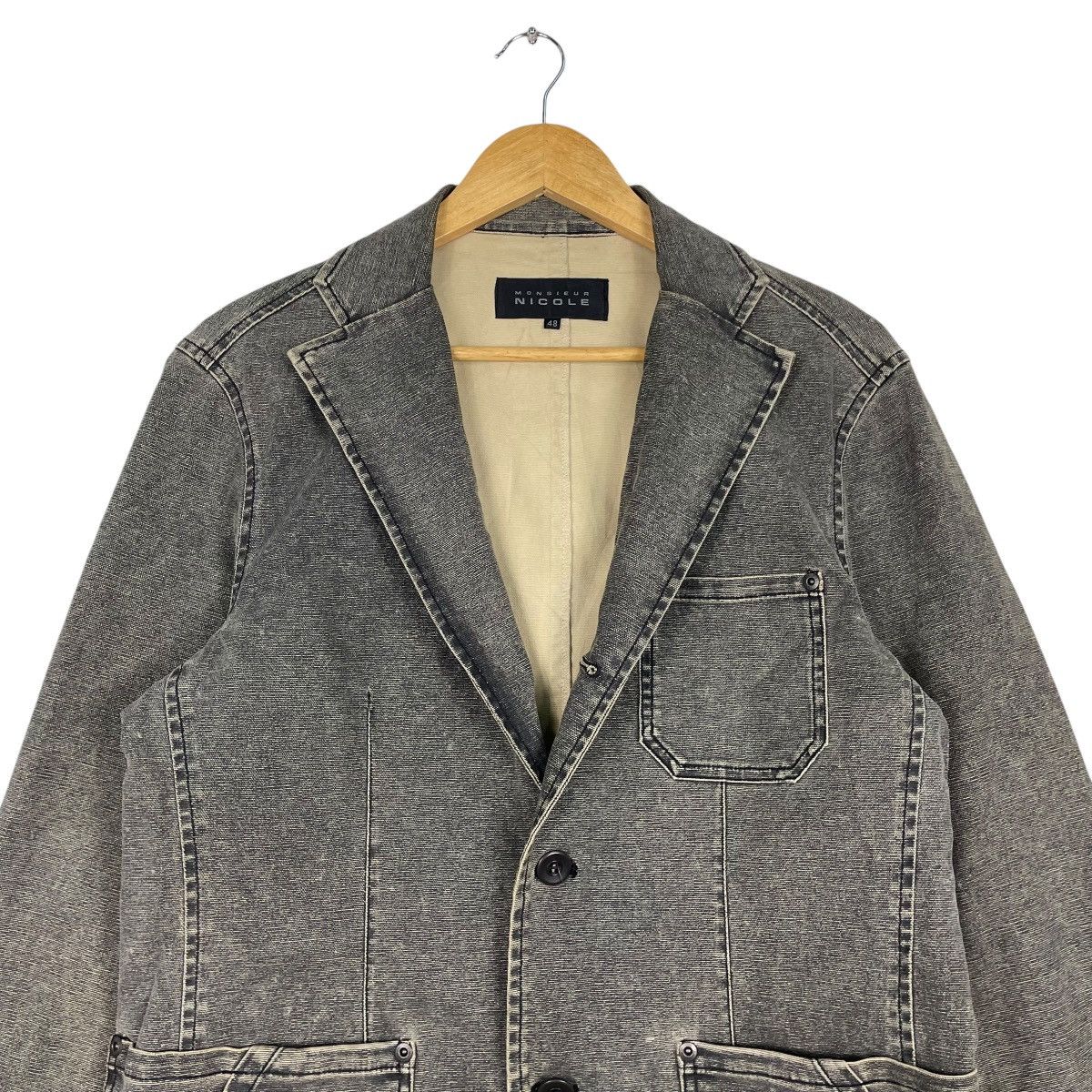 Japanese Brand × Nicole Club 💥NICOLE MONSEUR CHORE WASHED GREY JACKET Size US M / EU 48-50 / 2 - 2 Thumbnail