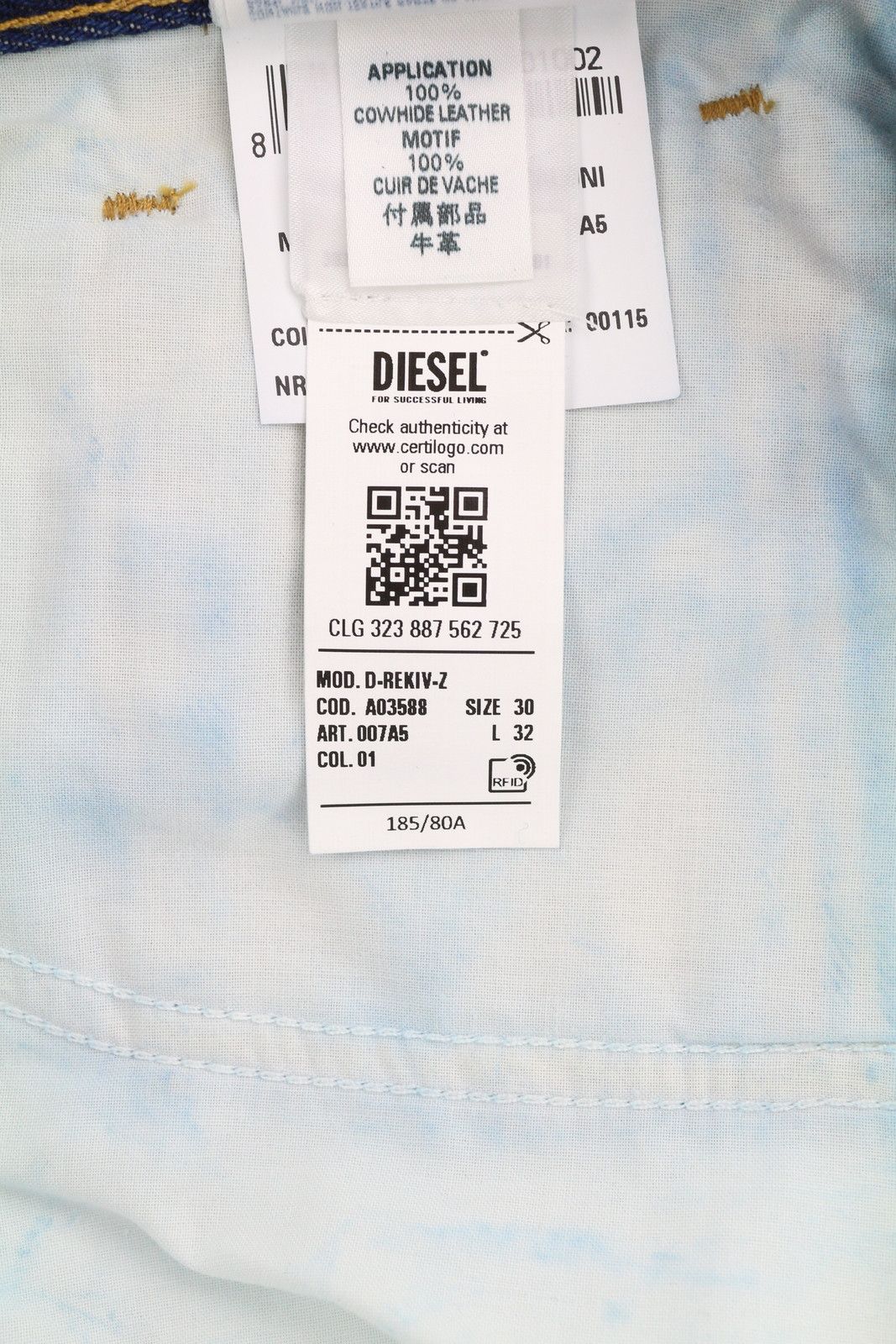 Diesel D-REKIV-Z 007A5 W30/L32 Tapered Mid Blue Jeans 40894 Size US 30 / EU 46 - 11 Thumbnail