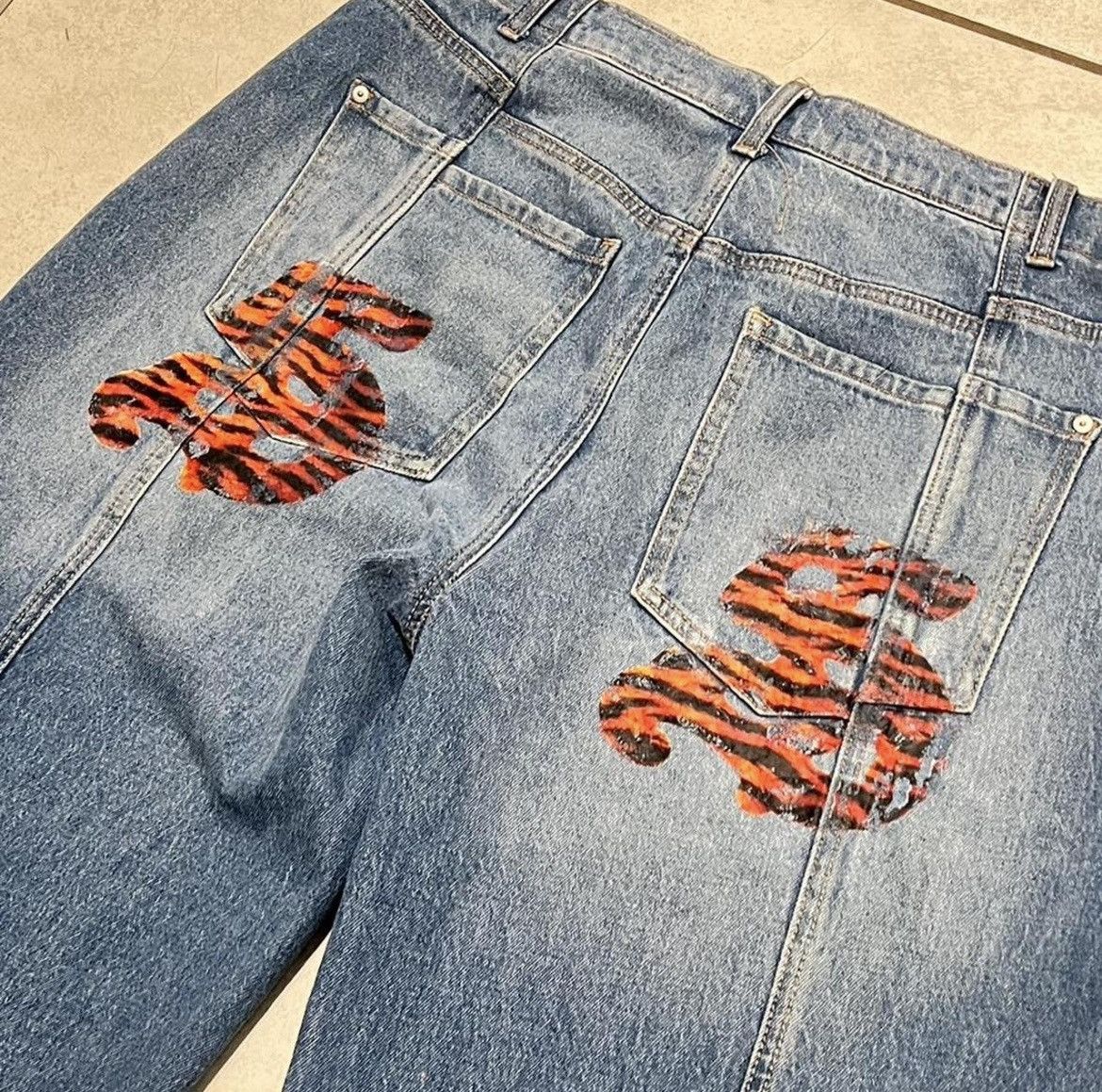Other Two Seven University Wide Leg Baggy Tiger Stripe logo Jeans🐅 Size US 36 / EU 52 - 3 Thumbnail