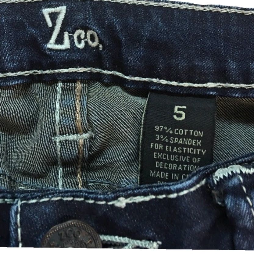 Vintage Womens Zco Boot Cut Jeans Blue Dark Wash Stretch Distressed Whiskered Juniors 5 Jeans Distressed Womens Size 27" / US 4 / IT 40 - 7 Thumbnail