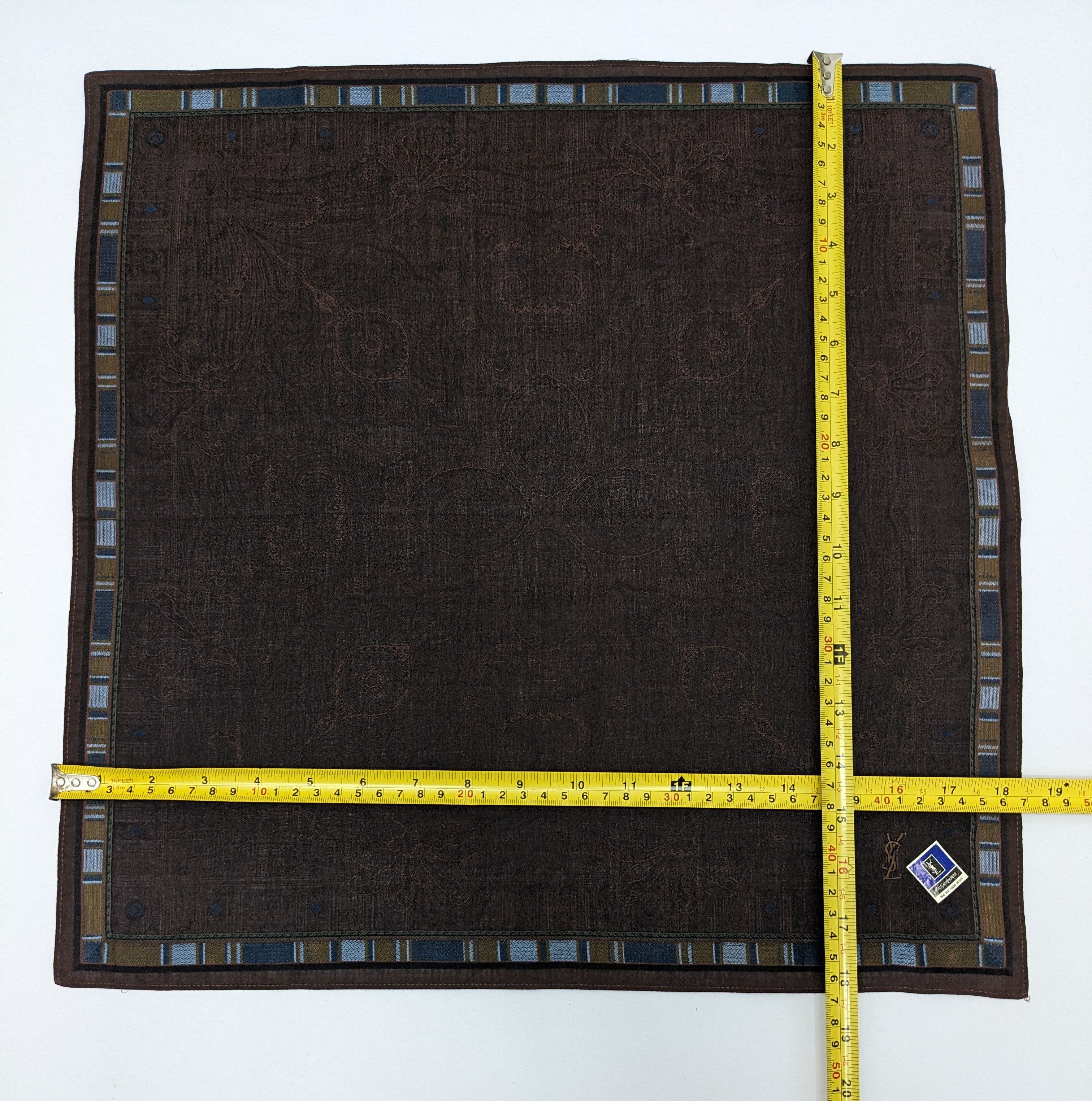 Yves Saint Laurent Yves Saint Laurent Brown Paisley Jacquard Handkerchief Size ONE SIZE - 4 Thumbnail