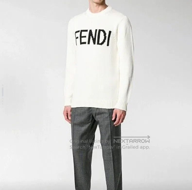 Fendi Fendi Pattern Logo Letter Embroidered Wool Long Sleeve Swe Size US L / EU 52-54 / 3 - 7 Thumbnail