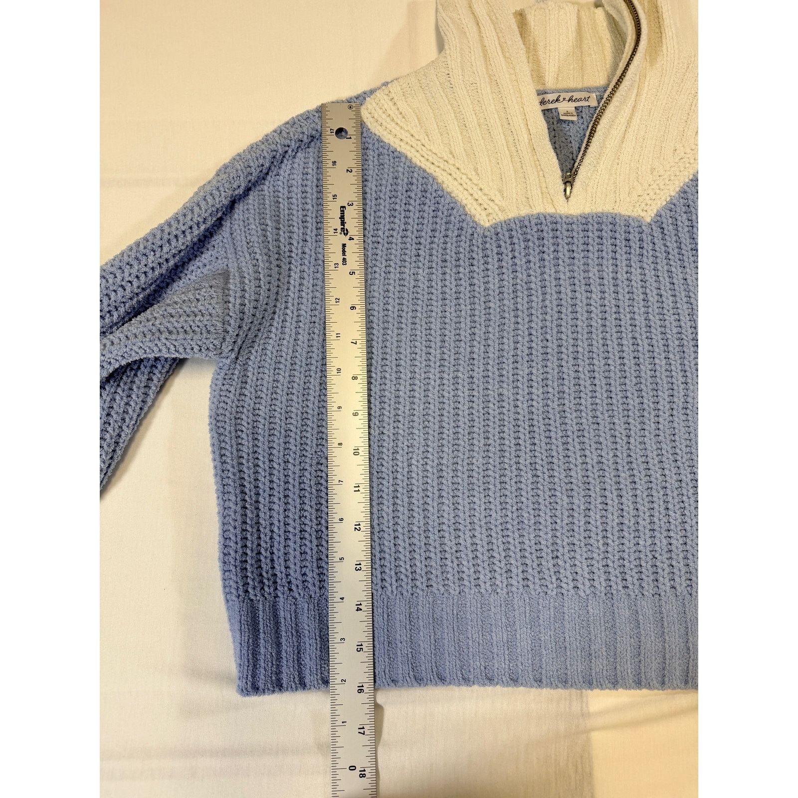 Other Derek Heart Women’s Blue & Cream Quarter Zip Sweater Size S / US 4 / IT 40 - 6 Thumbnail