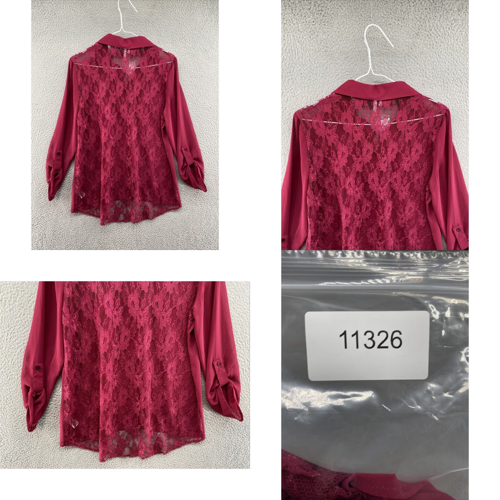 Vintage Maurices Studio Y Sheer Lace Button Up Roll Tab Sleeve Blouse Size M Red Womens Blouse New Size M / US 6-8 / IT 42-44 - 8 Thumbnail