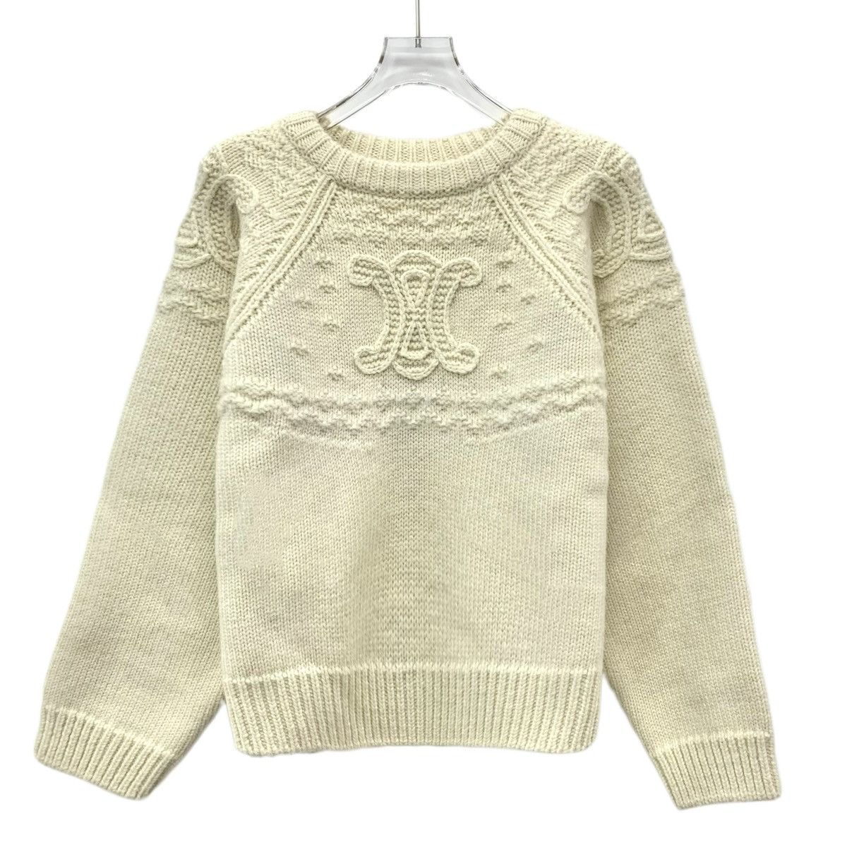 Celine Celine Beige Triomphe Wool Long Sleeve Knit Sweater K26WX Size XS / US 0-2 / IT 36-38 - 1 Thumbnail