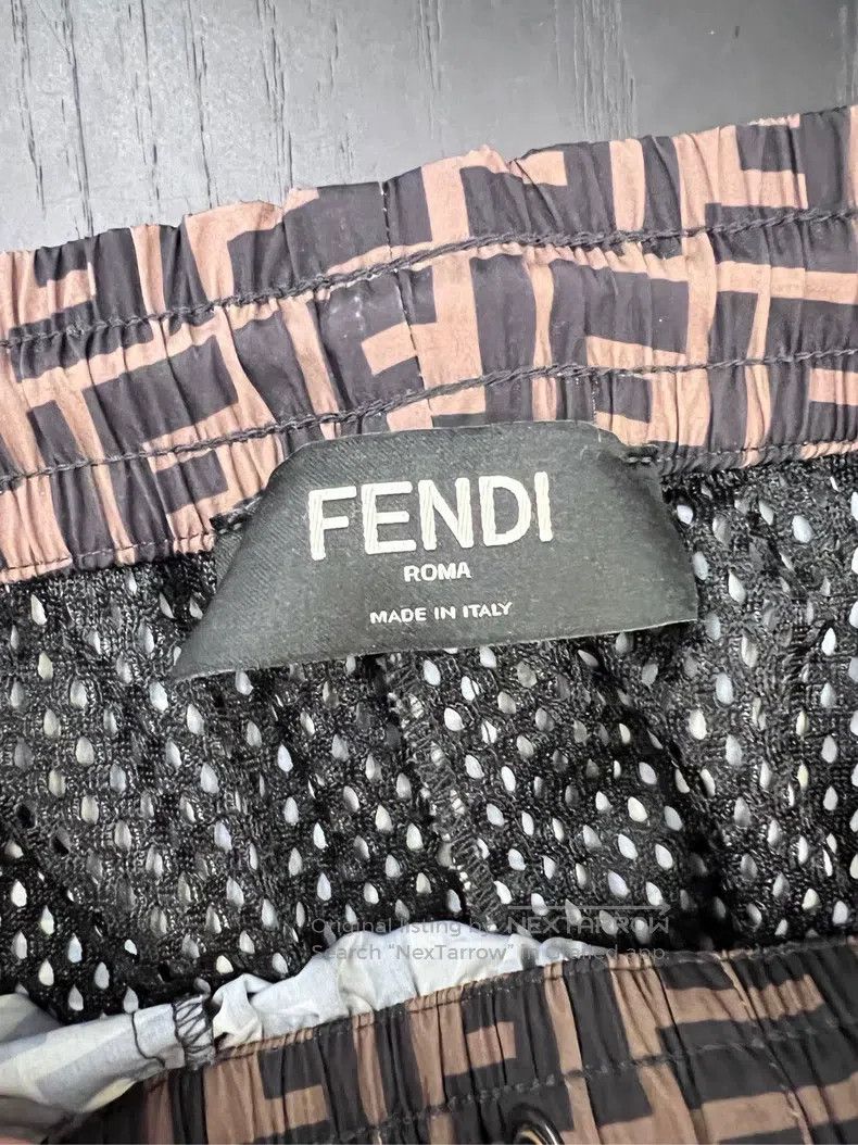 Fendi Fendi Brown full print nylon fabric drawstring casual pant Size US 32 / EU 48 - 4 Thumbnail