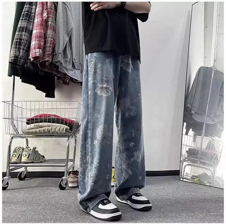 Japanese Brand Straight tube washed printed jeans Size US 32 / EU 48 - 4 Thumbnail