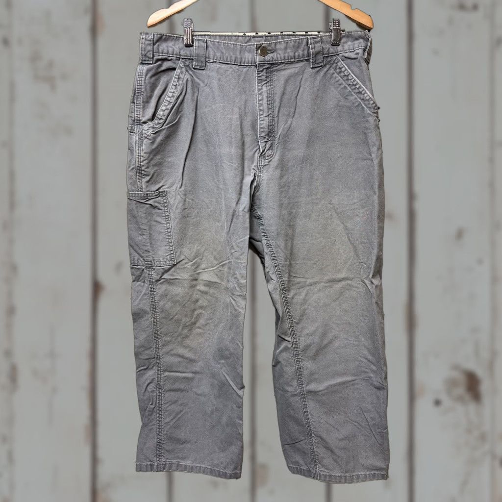 Carhartt VINTAGE Carhartt B151 Carpenter Work Pants Mens 36x28 Gray Cotton Straight Leg Casual Workwear Flags Logo Size US 36 / EU 52 - 1 Thumbnail