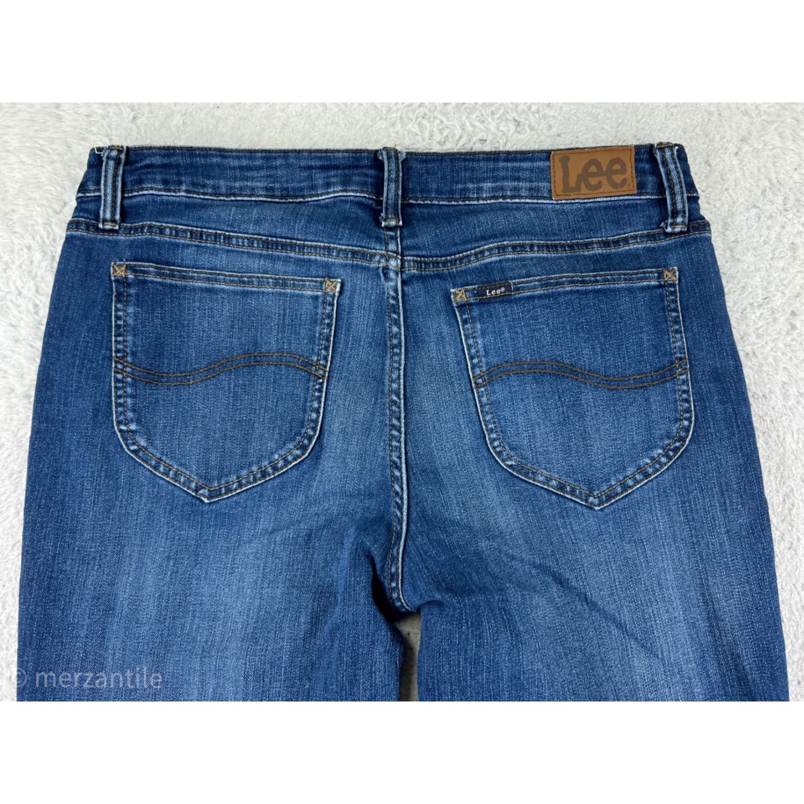 Lee Lee Womens Jeans Bootcut Blue Denim 32 Mid Rise Stretch Casual Southwest style Size 24" / US 00 / IT 34 - 3 Thumbnail
