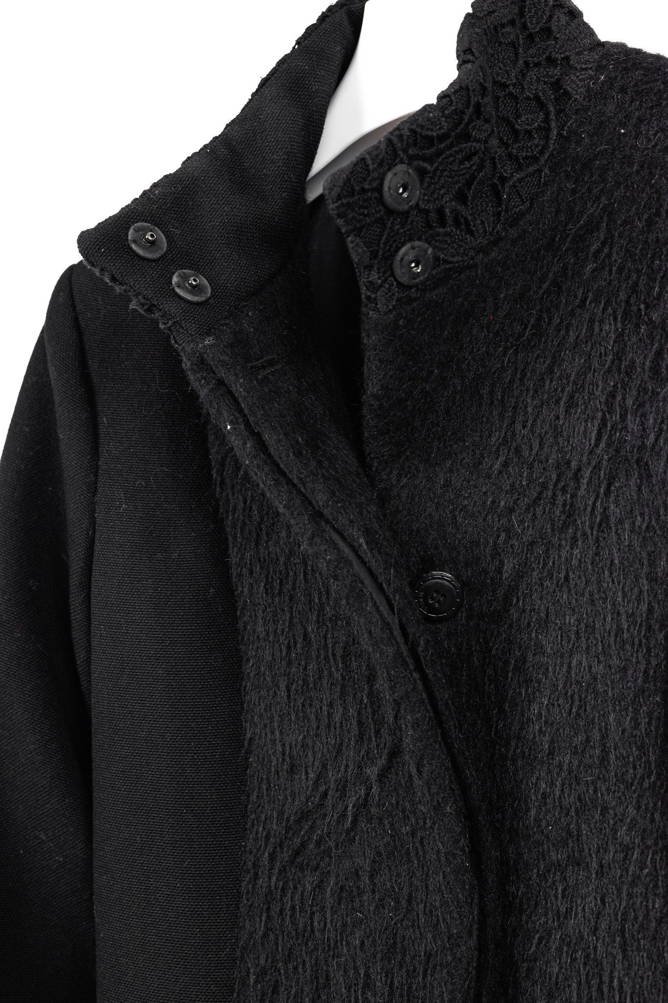 Versus Versace Versus Versace Black Fuzzy Wool Lace-Trim Coat Size S / US 4 / IT 40 - 9 Thumbnail