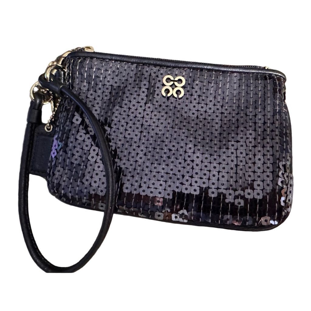 Coach Coach Blue Sequin Wristlet Signature C Hardware EUC Size ONE SIZE - 1 Thumbnail