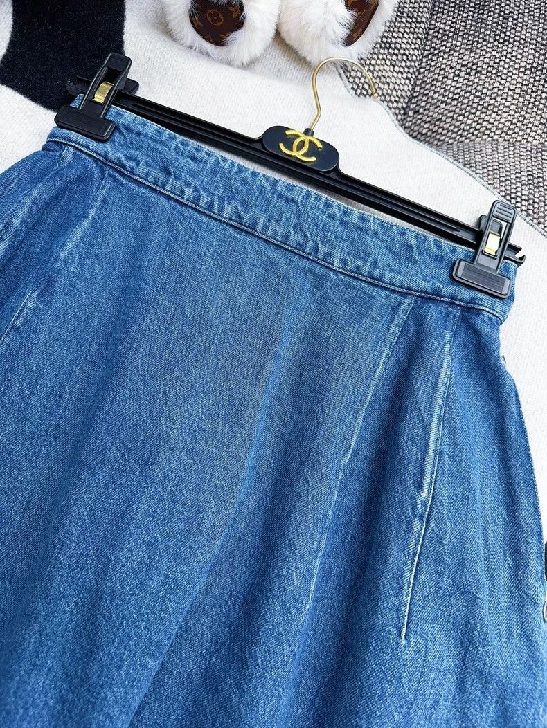 Chanel Chanel Blue Denim Mini Skirt Size 37" - 6 Thumbnail