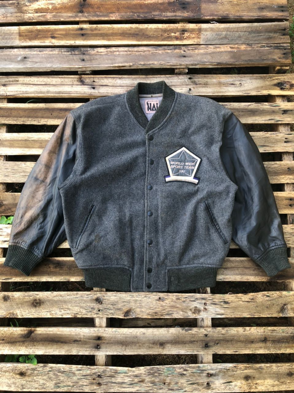 Hai Sporting Gear × Issey Miyake × Japanese Brand Vintage 80s Hai Sporting Gear by Issey Miyake Varsity Jackt Size US M / EU 48-50 / 2 - 2 Thumbnail