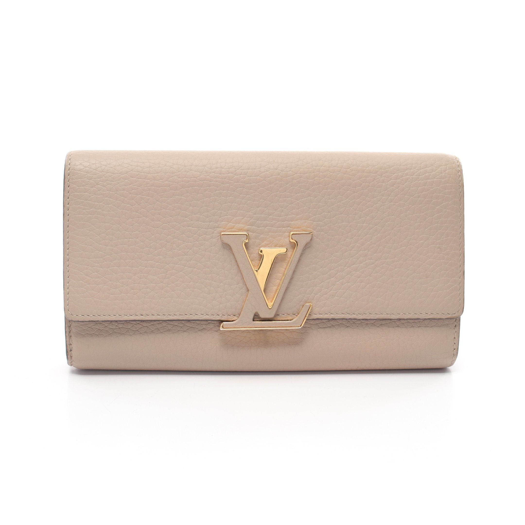 Louis Vuitton Louis Vuitton Portefeuil Capucines Carré Bi-Fold Long Wallet Taurillon Leather Gray Beige Size ONE SIZE - 1 Thumbnail