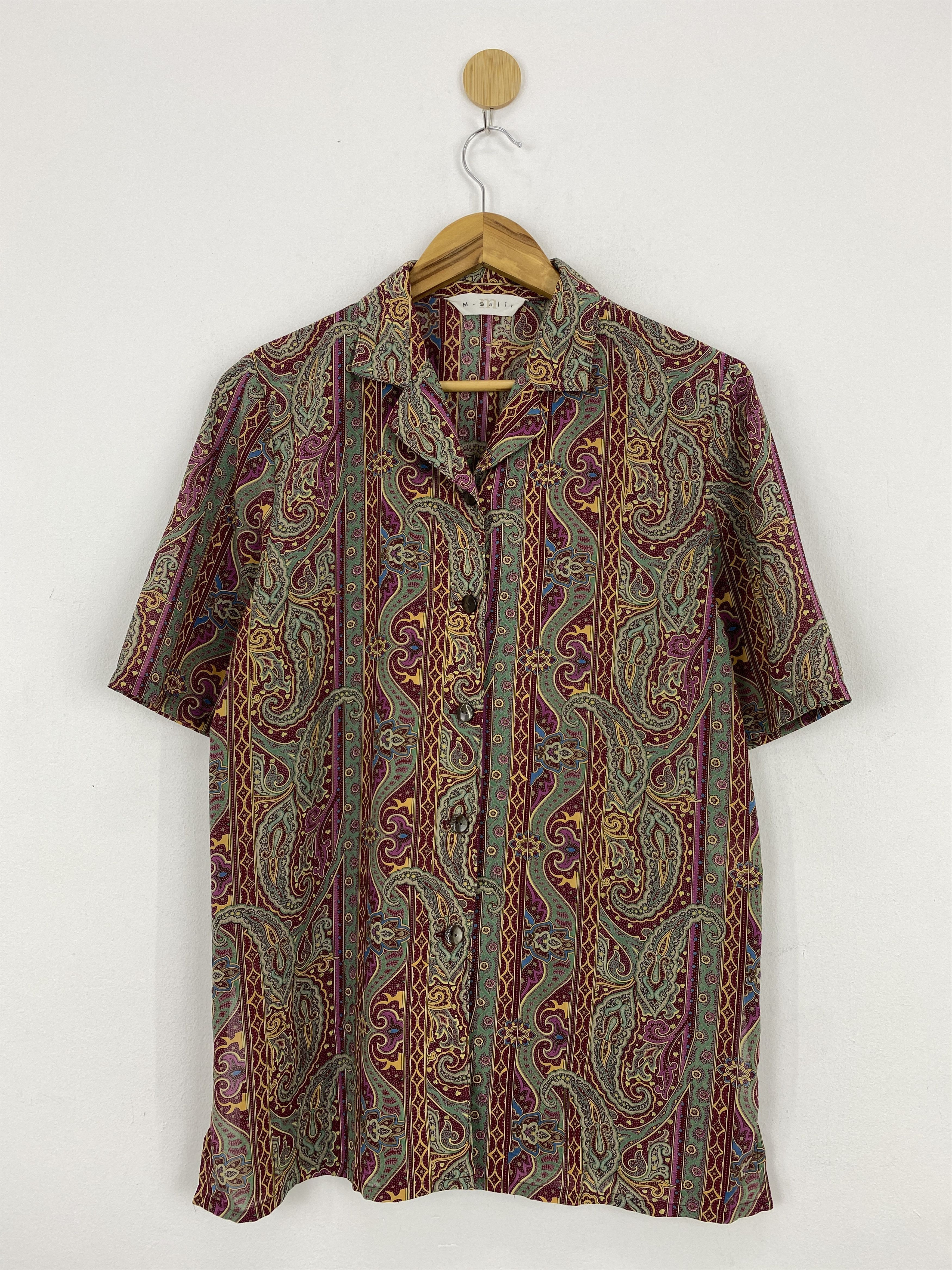 image of Good Art x Vintage Paisley Art Modern Design Silk Shirt in Brown, Men's (Size Medium)