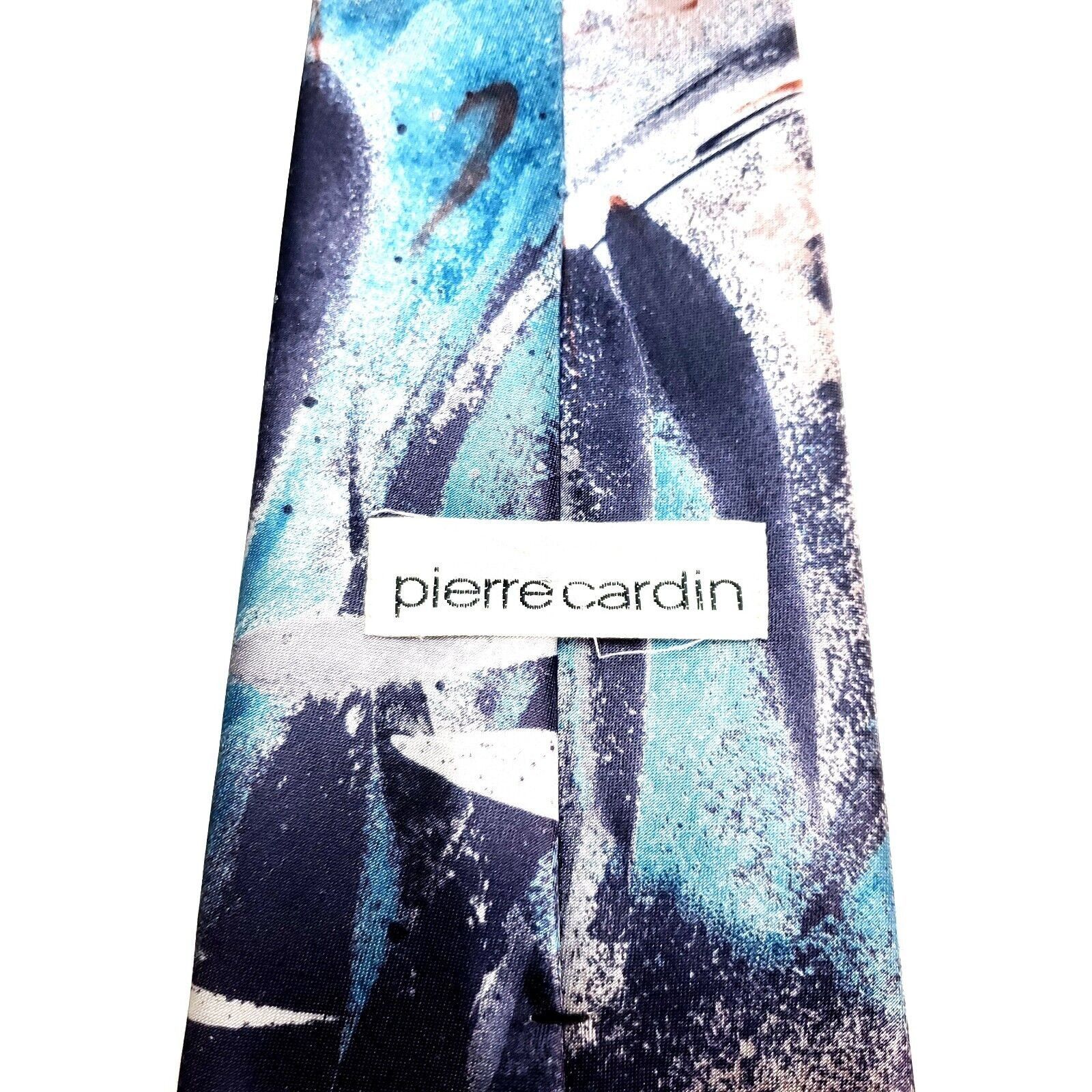 Pierre Cardin Pierre Cardin Polyester Tie Blue Brown Abstract Print Wide Size ONE SIZE - 3 Thumbnail