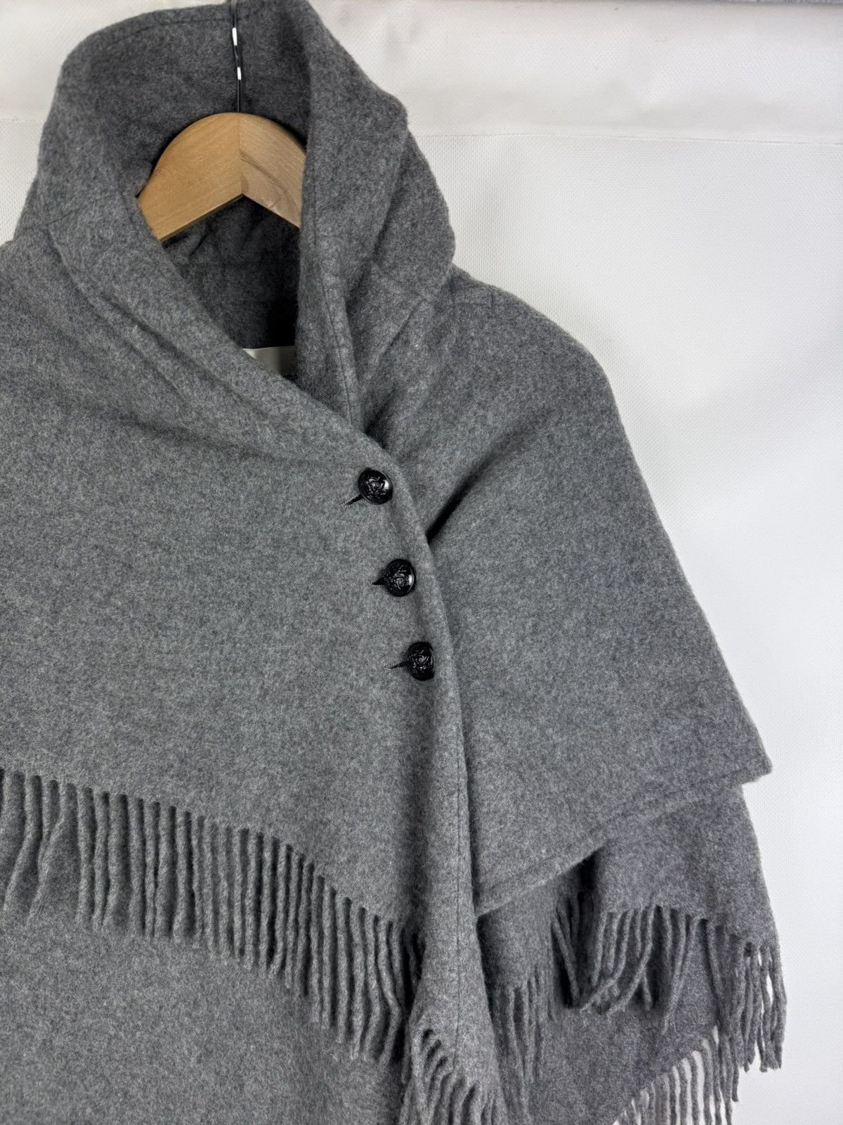 Japanese Brand Rope Ladies Japanese Wool Cape Poncho With Fringe Size ONE SIZE - 5 Thumbnail