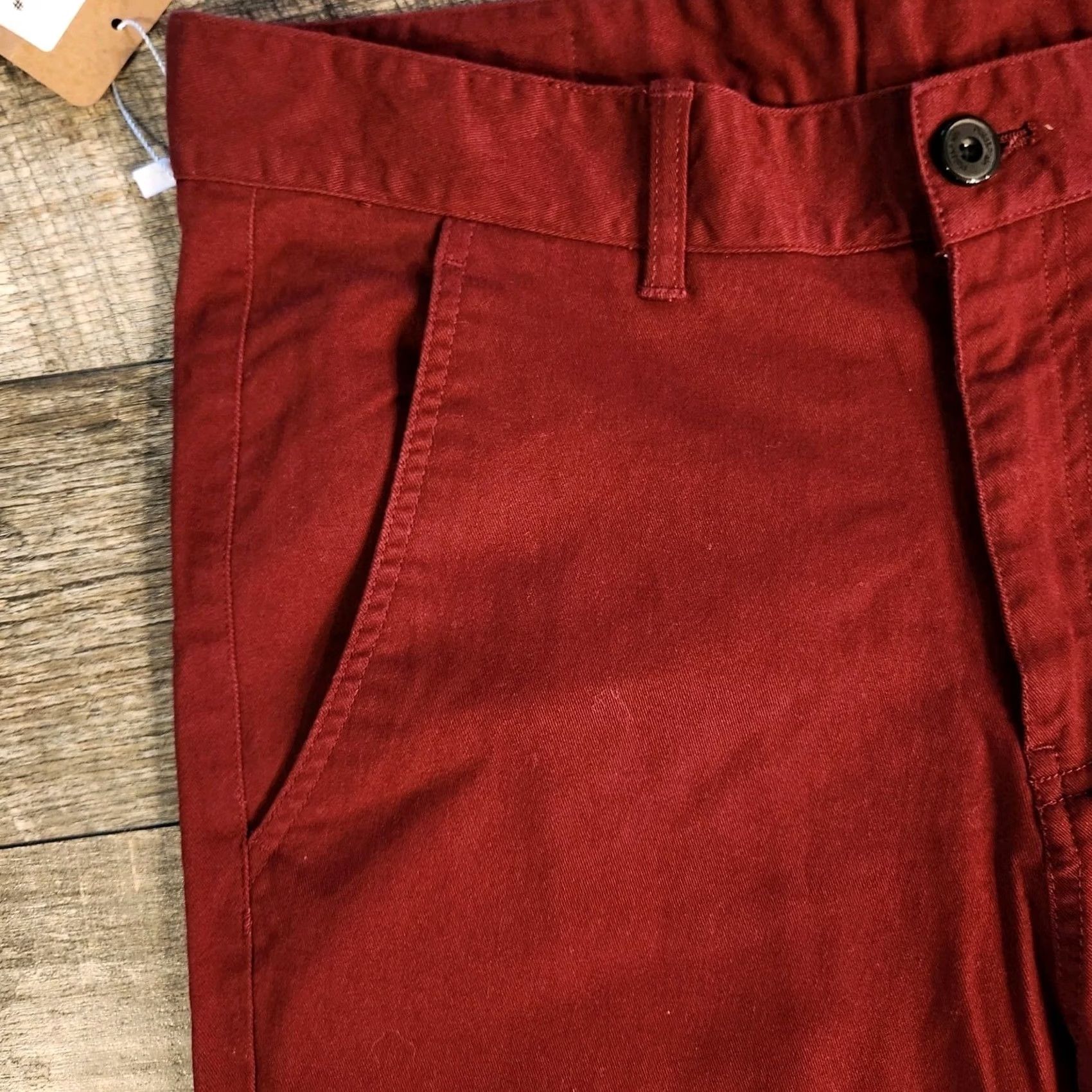 Vintage Plaid & Plain Chino Pants Mens 29x30 Skinny Stretchy Burgundy Red NWT Size US 29 - 7 Thumbnail