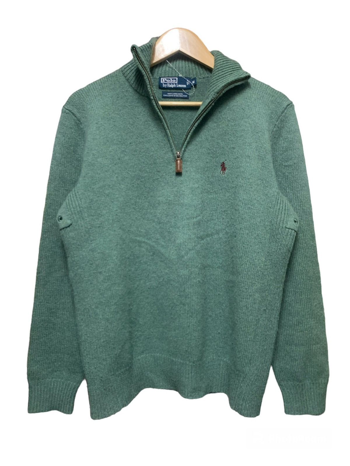 Polo Ralph Lauren × Ralph Lauren Polo Ralph Lauren 100% Lambs Wool Quarter Zip Knit Sweater Size US M / EU 48-50 / 2 - 1 Thumbnail