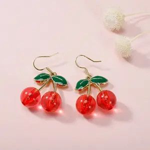 Other Sweet Cute Crystal Cherry Dangle Drop Earrings for Women Size ONE SIZE - 1 Thumbnail