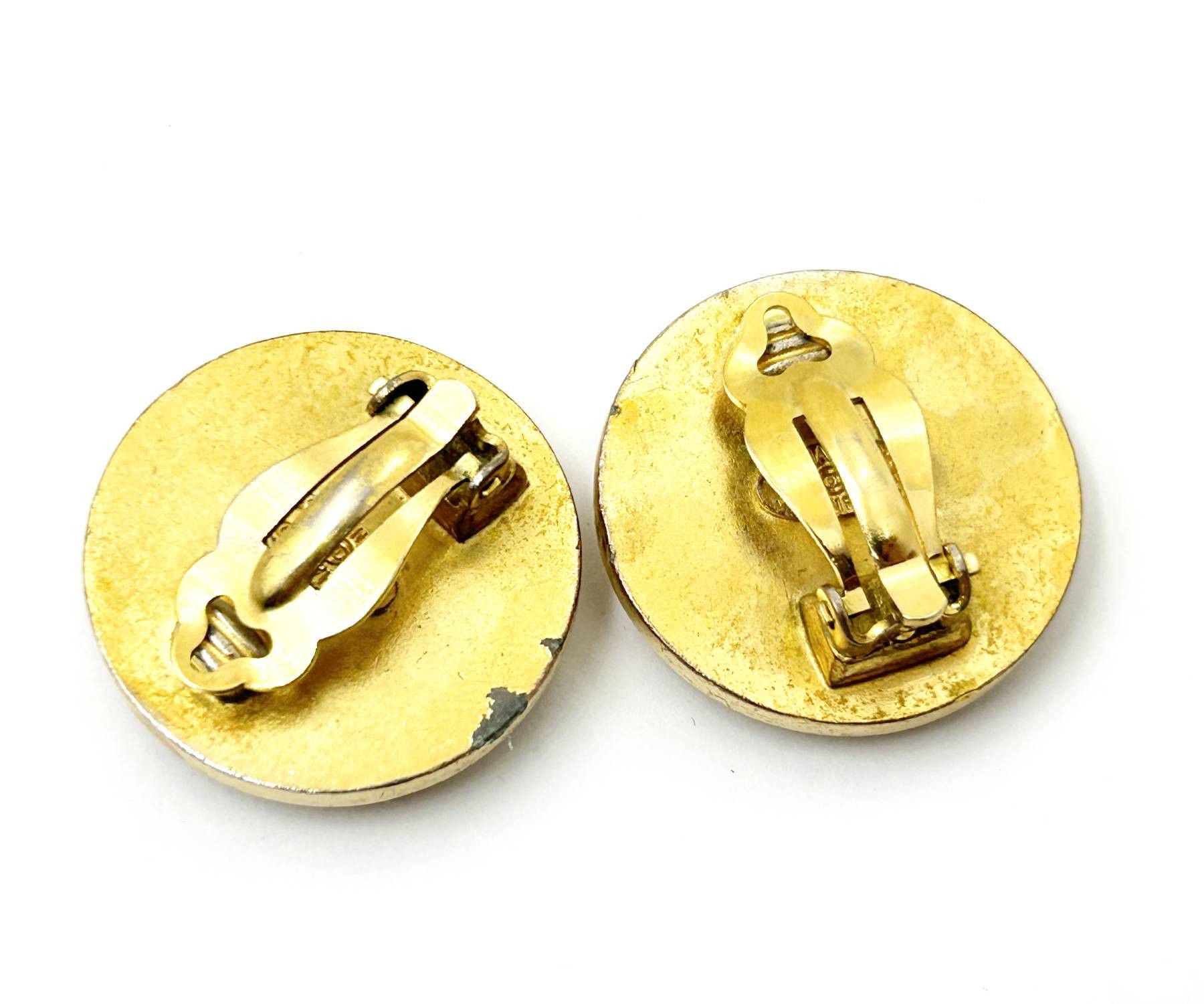 Chanel Chanel Gold Plated CC black Gold Rim Earrings Size ONE SIZE - 3 Thumbnail