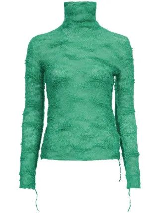 Maison Margiela oc11z0925 Numeric Turtleneck Sweater in Green Size L / US 10 / IT 46 - 1 Thumbnail