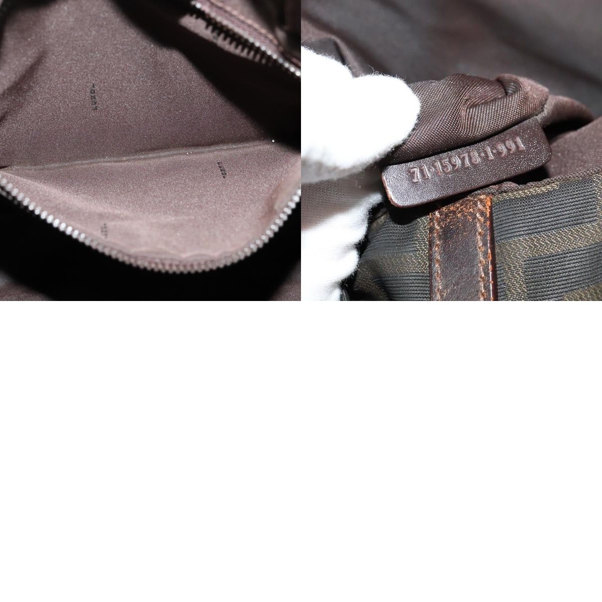 Fendi FENDI Zucca Canvas Tote Bag Nylon Brown Black Size ONE SIZE - 12 Thumbnail