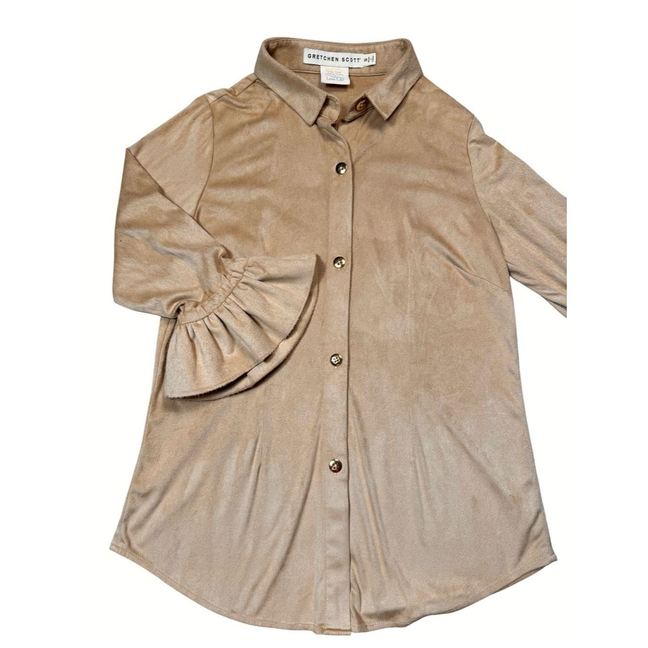 Gretchen Scott Gretchen Scott Faux Suede Button Down Shirt With Ruffle Cuf Size S / US 4 / IT 40 - 3 Thumbnail