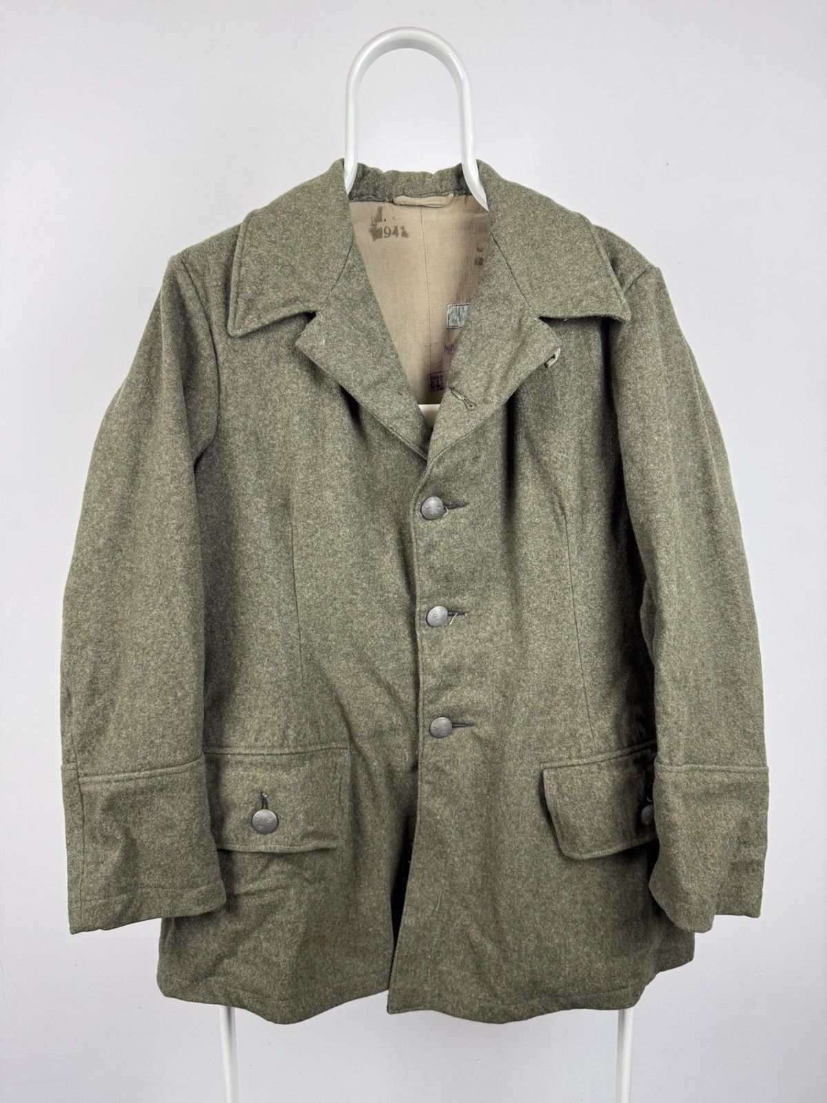 Vintage WWII Era Swedish Army Wool Jacket M39/M58 Three Crowns C48 Size US L / EU 52-54 / 3 - 1 Thumbnail
