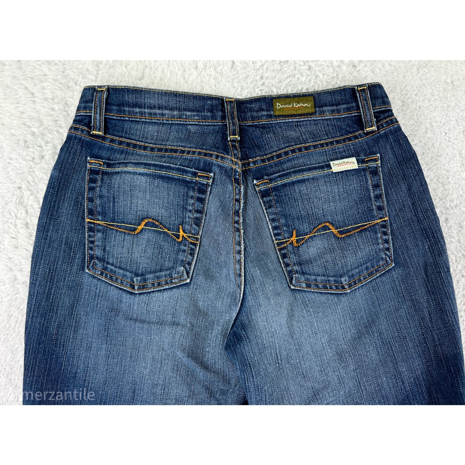 Vintage David Kahn Jeans Women 4 Blue Denim 26 in Waist 30 in Inseam 5-Pocket Embroidered Logo Straight Cotton Size 27" / US 4 / IT 40 - 6 Thumbnail