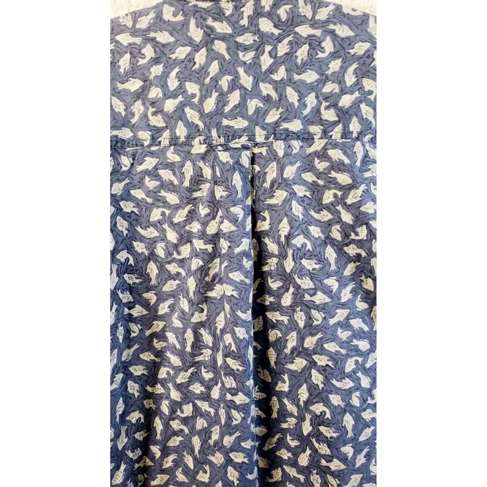Chaps Chaps Ralph Lauren Mens M Short Sleeve Button-Down Shirt Blue with Fish Pattern, Cotton, Twill, Casual, Button-Up, Regular Fit Size US M / EU 48-50 / 2 - 7 Thumbnail