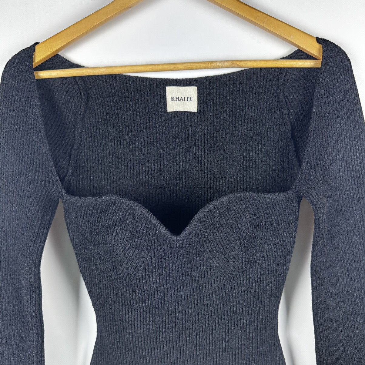KHAITE Khaite Ista Rib Knit Sweetheart Neck Sweater Top LongSleeve Size S / US 4 / IT 40 - 7 Thumbnail
