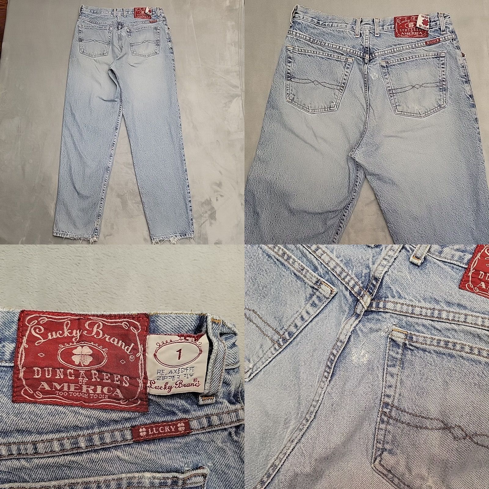 Lucky Brand VINTAGE Lucky Brand Jeans Mens 34 Blue Straight Leg Distressed Made In USA 90s Size US 34 / EU 50 - 8 Thumbnail