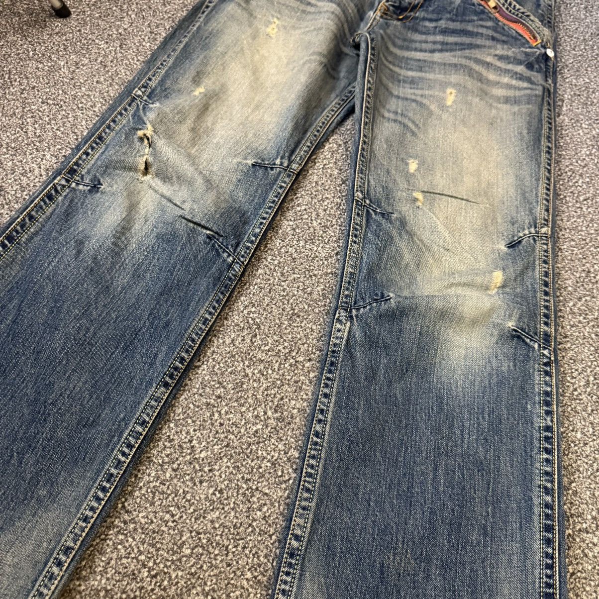Affliction 🔥🇯🇵 Japanese Distressed Genoese Multi Pocket Denim Size US 34 / EU 50 - 4 Thumbnail