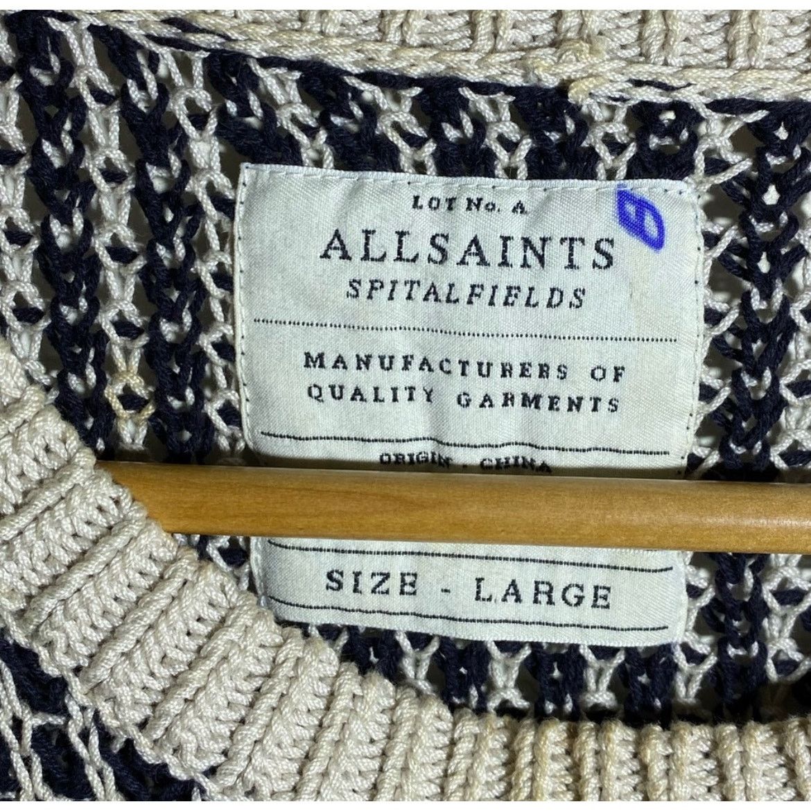 Allsaints ALL‎ SAINTS SPITALFIELDS Black/Beige Men’s Sweater Size US L / EU 52-54 / 3 - 4 Thumbnail