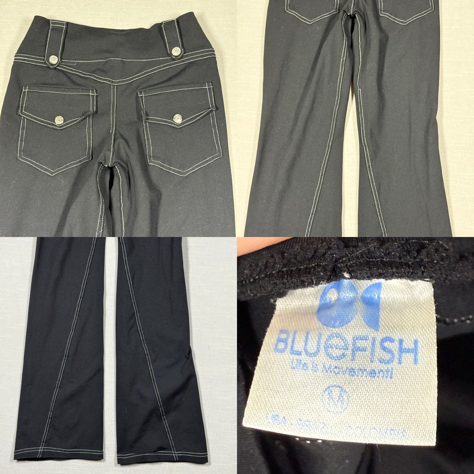 Vintage Bluefish Pants Womens M Black Stretch Flare Y2K Boho Yoga Movement Pants Size 32" / US 10 / IT 46 - 8 Thumbnail