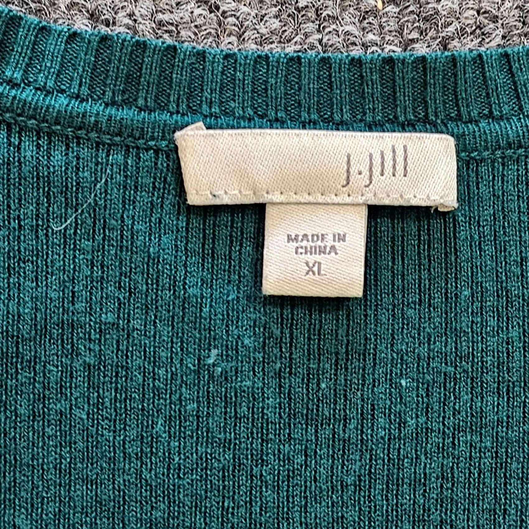 J. Jill J Jill Cardigan Sweater Womens XL Green Ribbed Long Sleeve Duster Casual Knit Silk Blend Pockets Size XL / US 12-14 / IT 48-50 - 3 Thumbnail