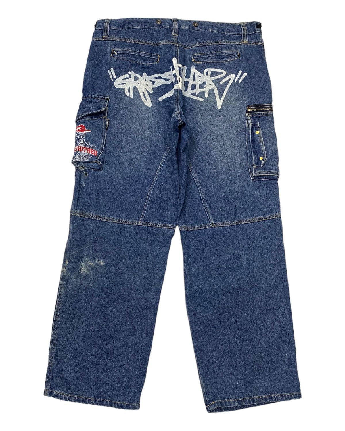 JNCO VINTAGE MARK GRASSHITHER STREETWEAR BAGGY DENIM CARGO JEANS Size US 40 / EU 56 - 1 Thumbnail