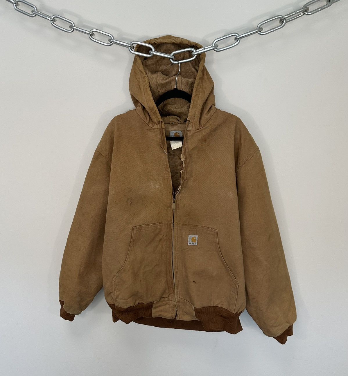 Vintage Vintage 90s Carhartt Faded Work Hooded Active Jacket | Grailed