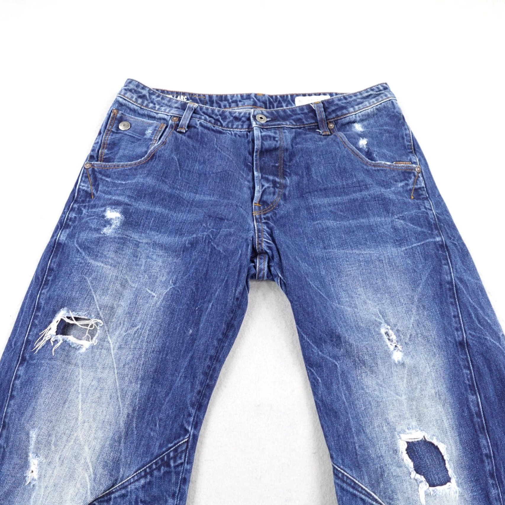 Vintage G-Star RAW Arc 3D Jeans - Denim, Distressed, Blue - Adult 32x30, Button Fly, Tapered Fit, Regular Waist, Cotton Denim, Men Size US 32 / EU 48 - 2 Thumbnail