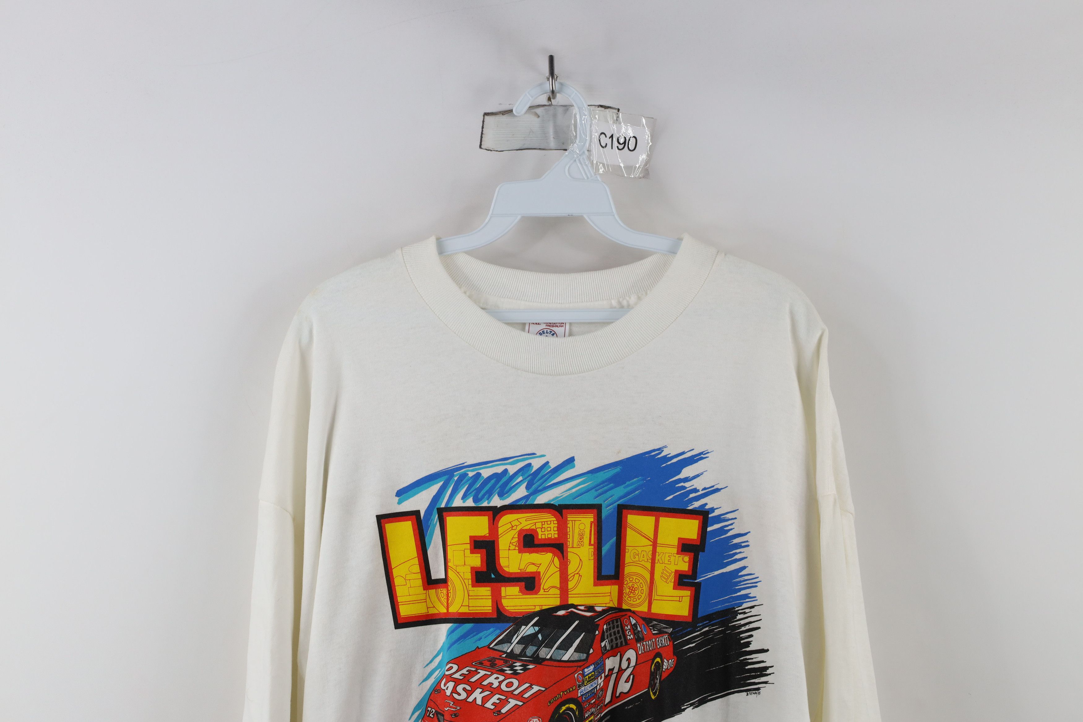 Vintage Vintage 90s Tracy Leslie Detroit Gasket Racing T-Shirt White Size US XXL / EU 58 / 5 - 2 Thumbnail