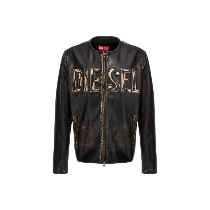 Diesel Diesel Black Zip Long Sleeve Leather Jacket 0079 Size US L / EU 52-54 / 3 - 1 Thumbnail
