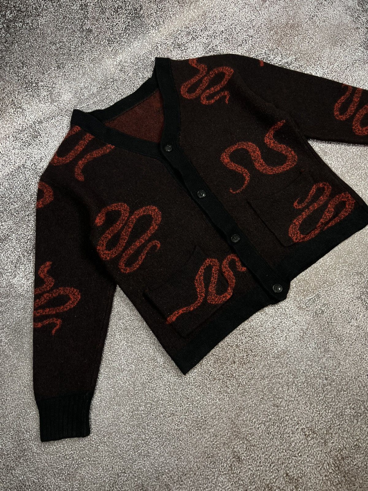 Amiri Amiri Cashmere Snake Embroidered Logo black wool cardigan Grailed