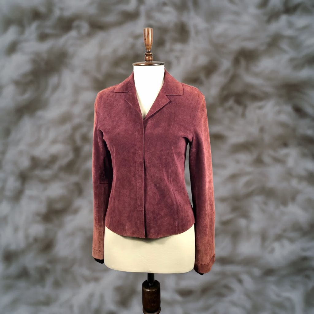 Vintage Chine Collection Real Leather Burgundy Jacket Women Size 3 Shirt Jacket Regular Fit Long Sleeve Womens Size XS / US 0-2 / IT 36-38 - 1 Thumbnail