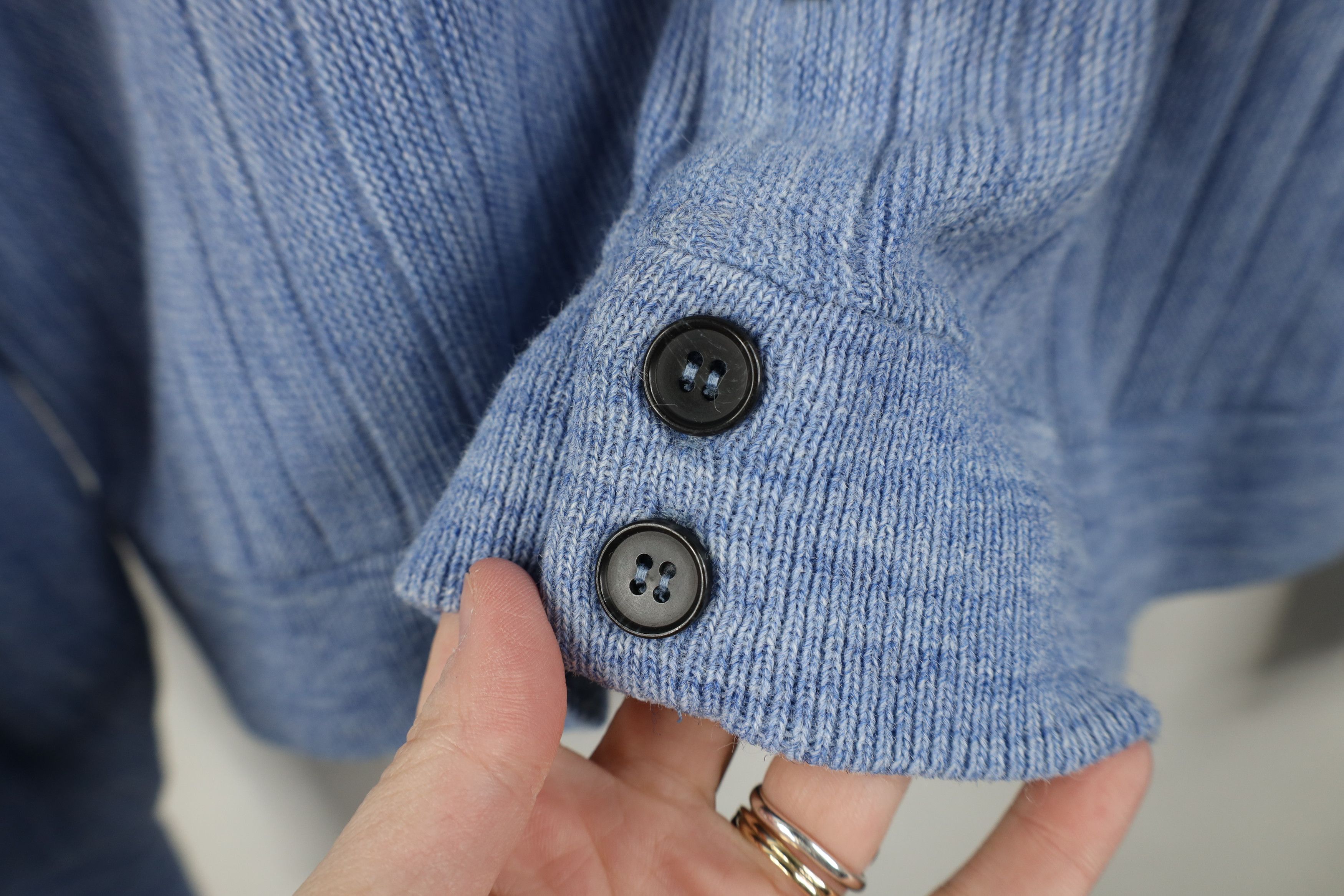 Vintage Vintage 70s Streetwear Ribbed Knit Cardigan Sweater Blue USA Size US XL / EU 56 / 4 - 4 Thumbnail