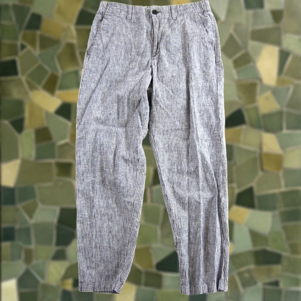 Uniqlo Uniqlo Blue White Stripe Linen Cotton Pocket Tapered Crop Chino Pant Women M Size 32" / US 10 / IT 46 - 1 Thumbnail