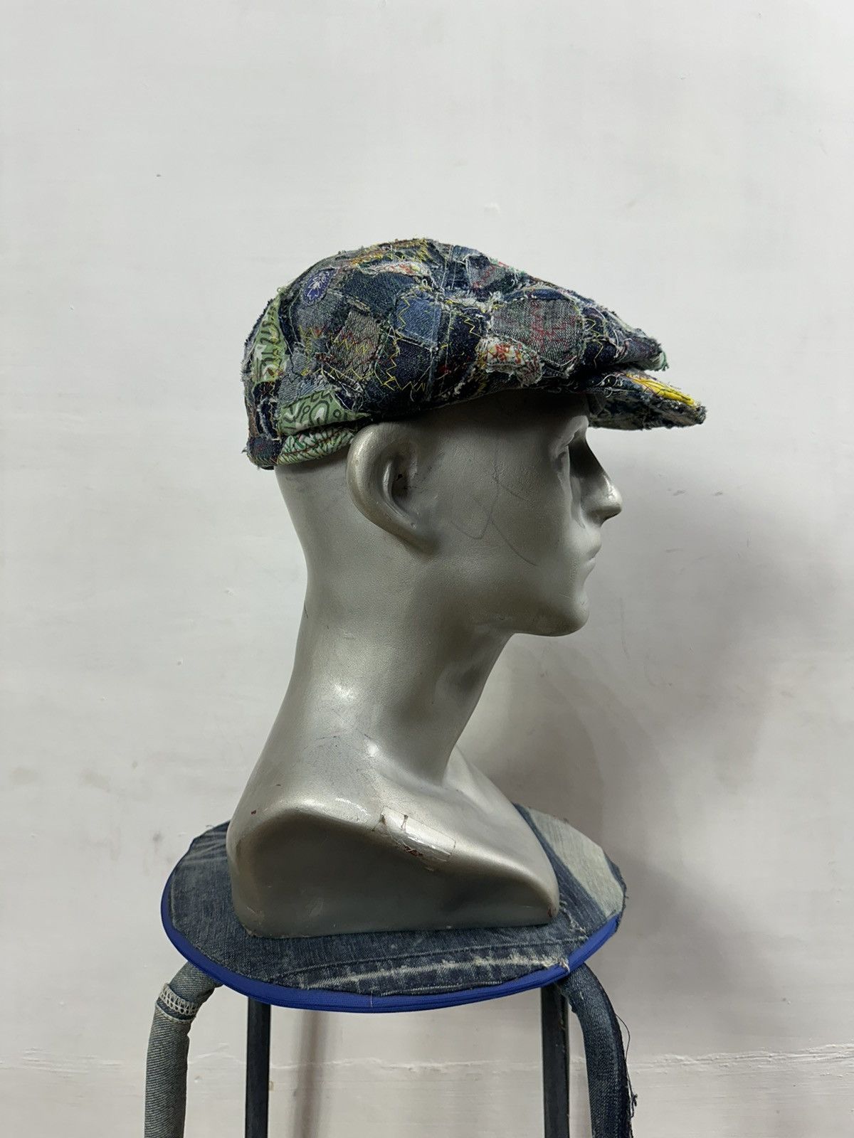 Art Comes First Custom Made Distressed Denim Paisley Patchwork Newsboy hats Size ONE SIZE - 4 Thumbnail
